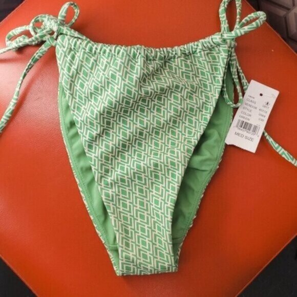 PACSUN Green "Darla" Retro Style Curtain Tie Side Bikini Bottom NWT - Picture 9 of 10